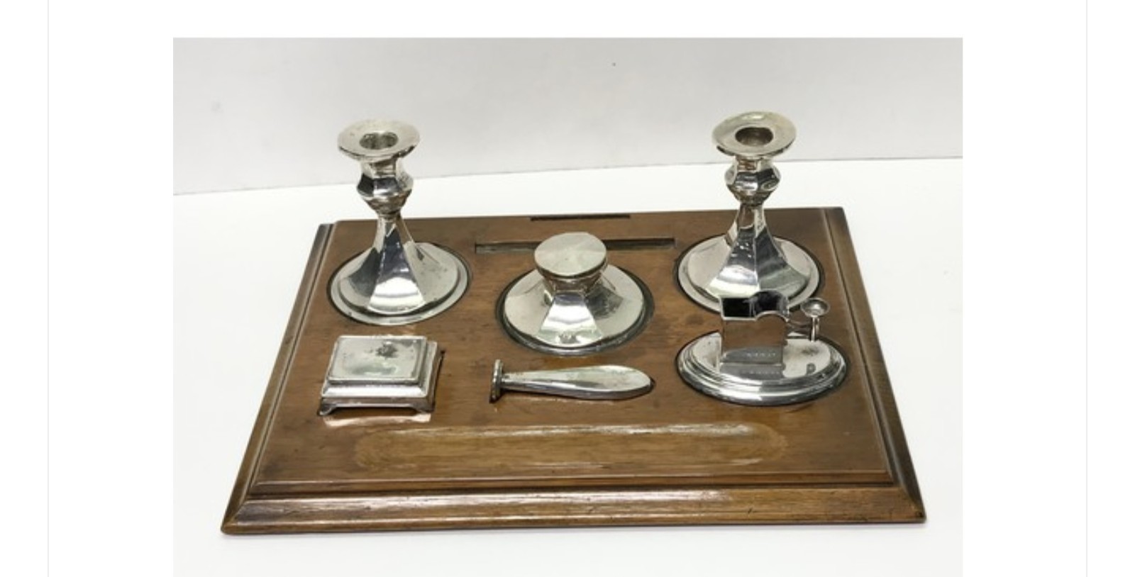 Antique 1912 Solid S/Silver Desk Set John Grinsell & Sons Sheffield Standish