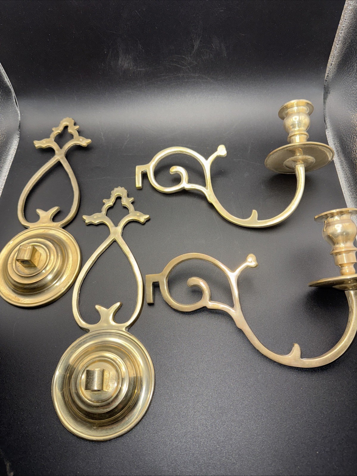 Vtg Andrea by Sadek-Taiwan R.O.C. Pair of Brass Swing Arm Wall Sconces 10”Hx9.5”