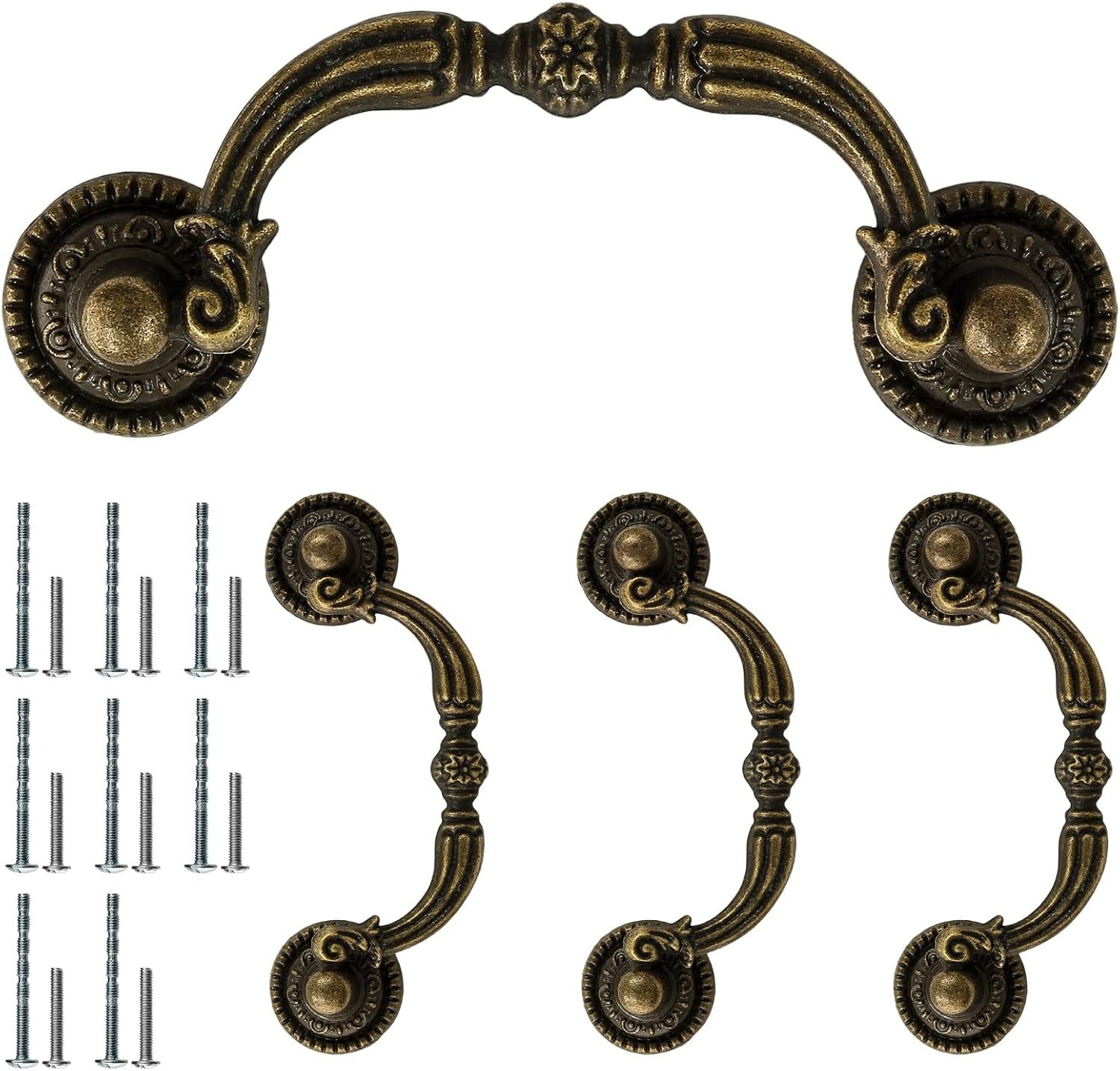 Rustproof Antique Bronze Bail Pull Handles – 4 Pack with Screws for Easy Install