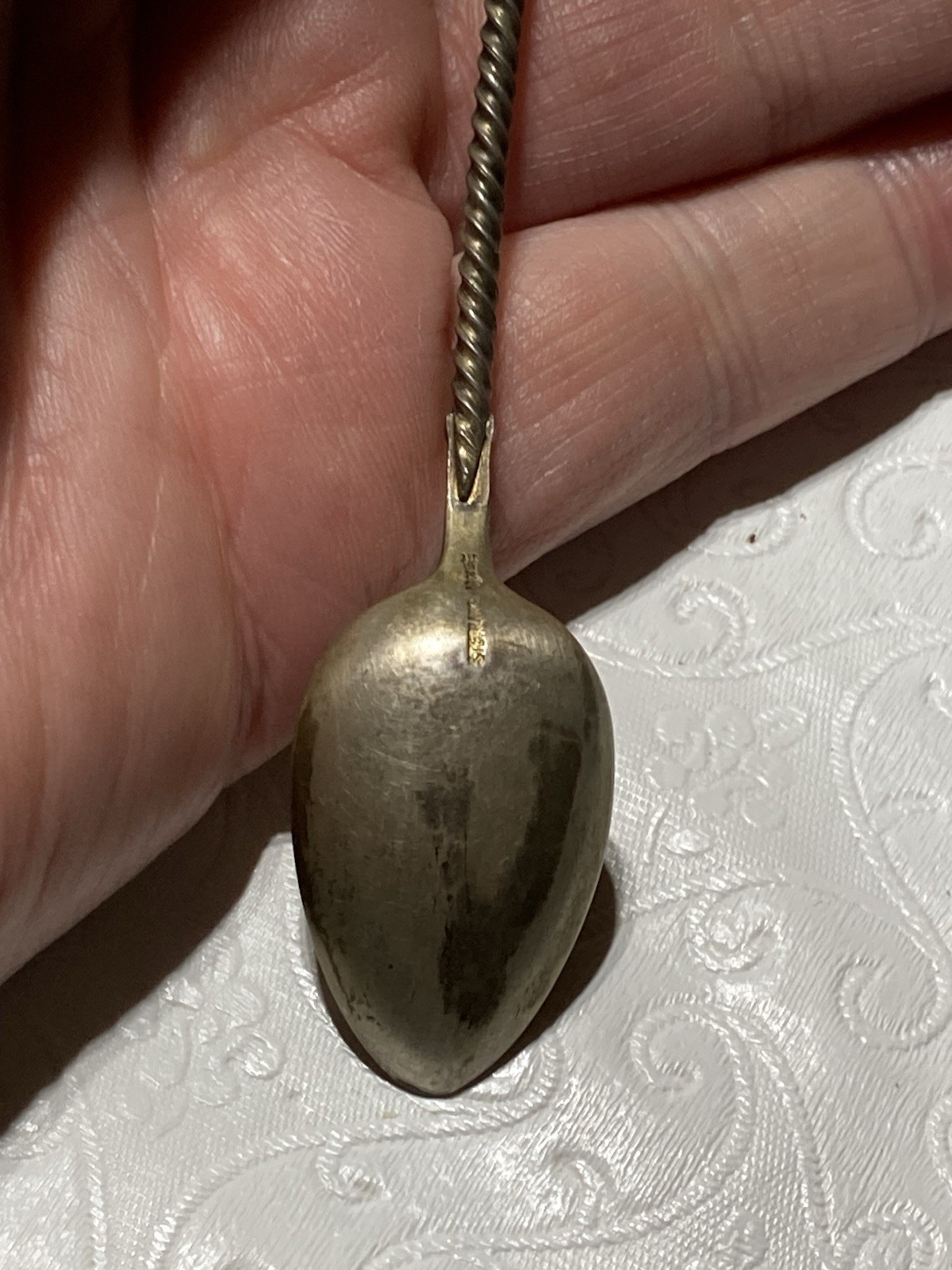 David Andersen Sterling Silver Plique-A-Jour Demitasse Spoon Twist Handle Gilt