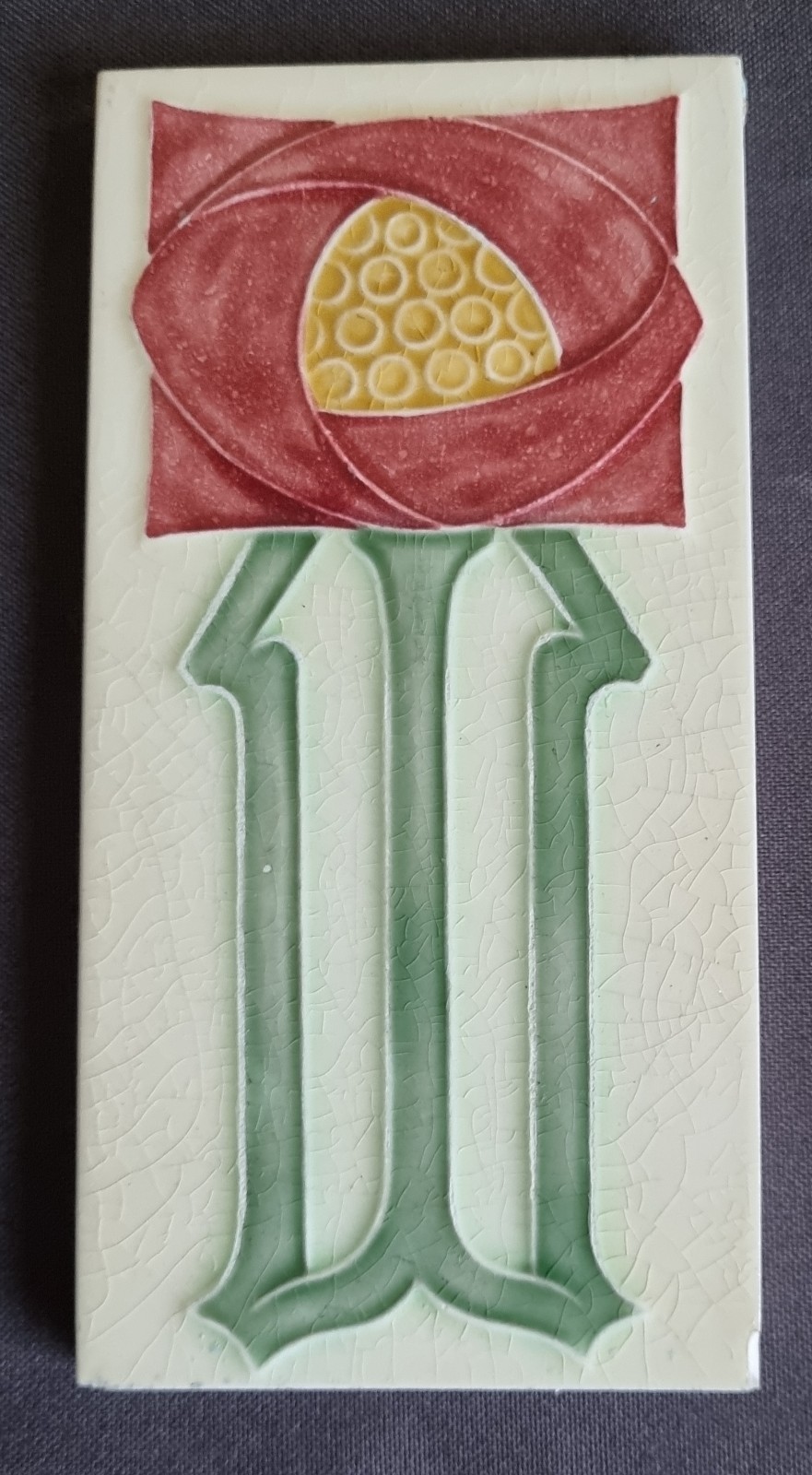 ANTIQUE ENGLISH ART NOUVEAU TILE. PILKINGTON’S C1906 6″ X 3″