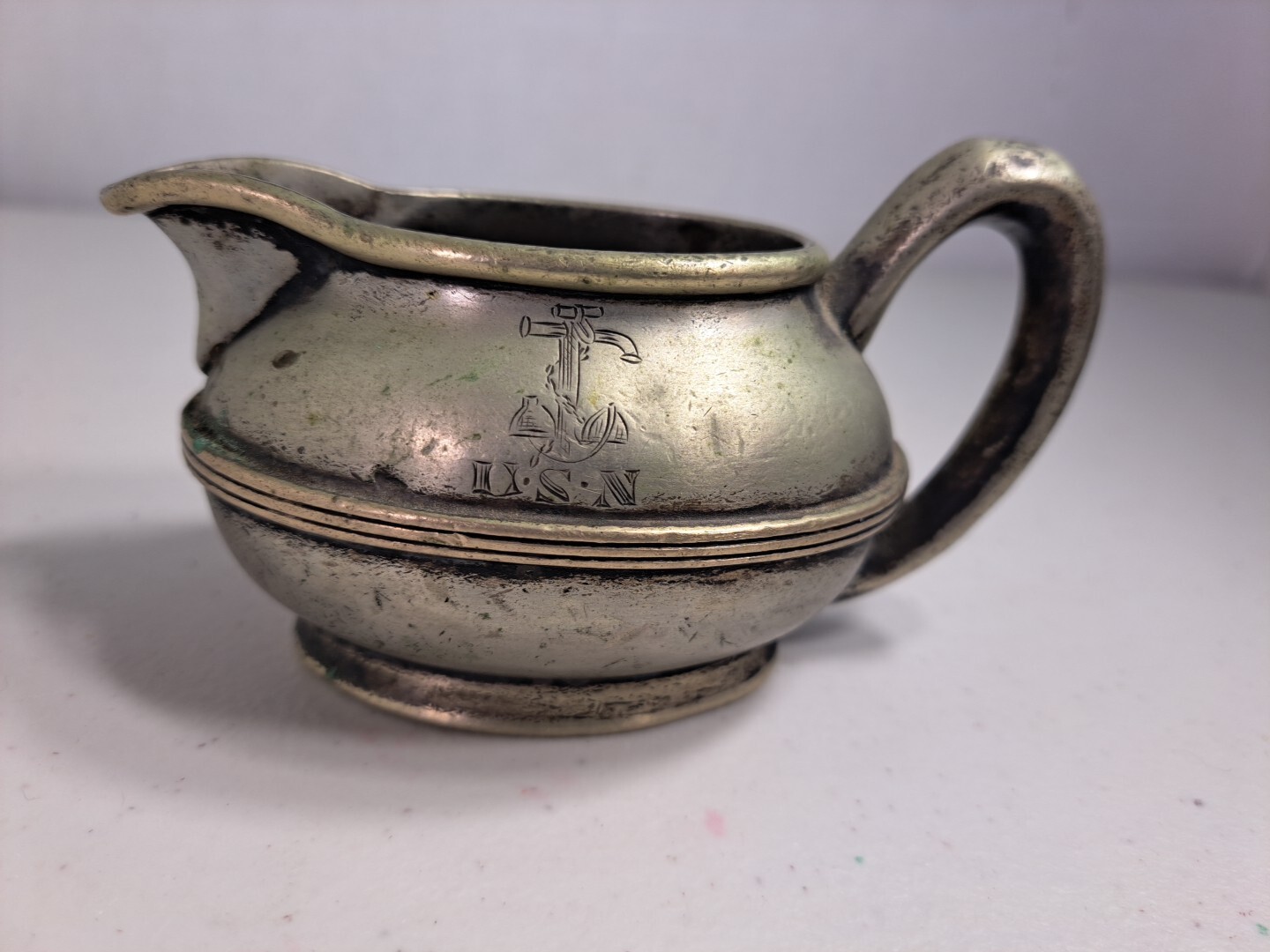 Antique Gotham Silver Co U.S.N. (United States Navy) CREAMER #250 Nickel Silver