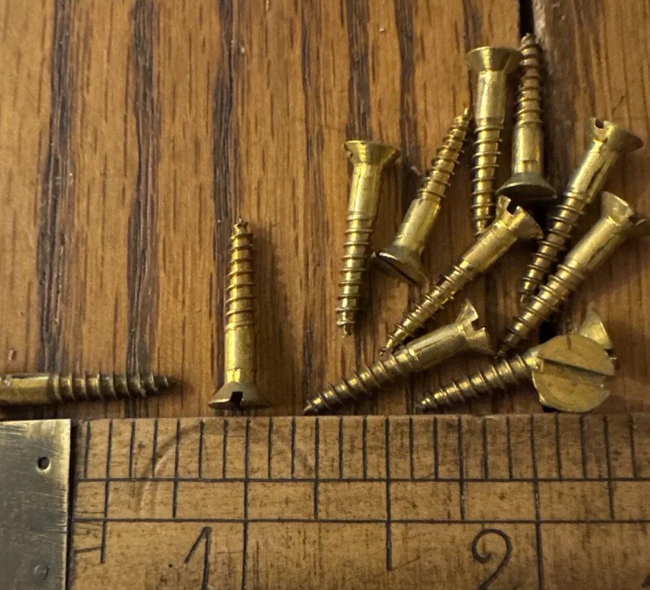 # 4 X 3/4” Wood Screws Antique Slotted Flat Head Brass USA 20 Pk Free Shipping