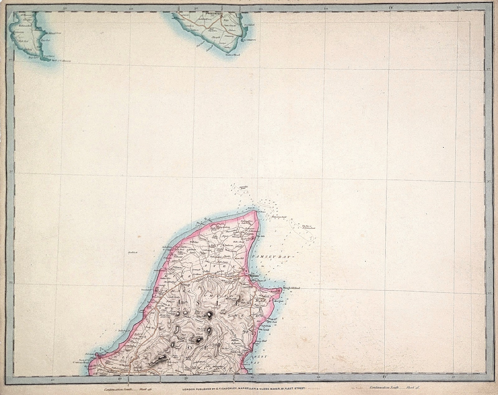 1855 Cruchley Ordnance Survey Map – Isle of Man & Ramsey Bay – Sheet 51