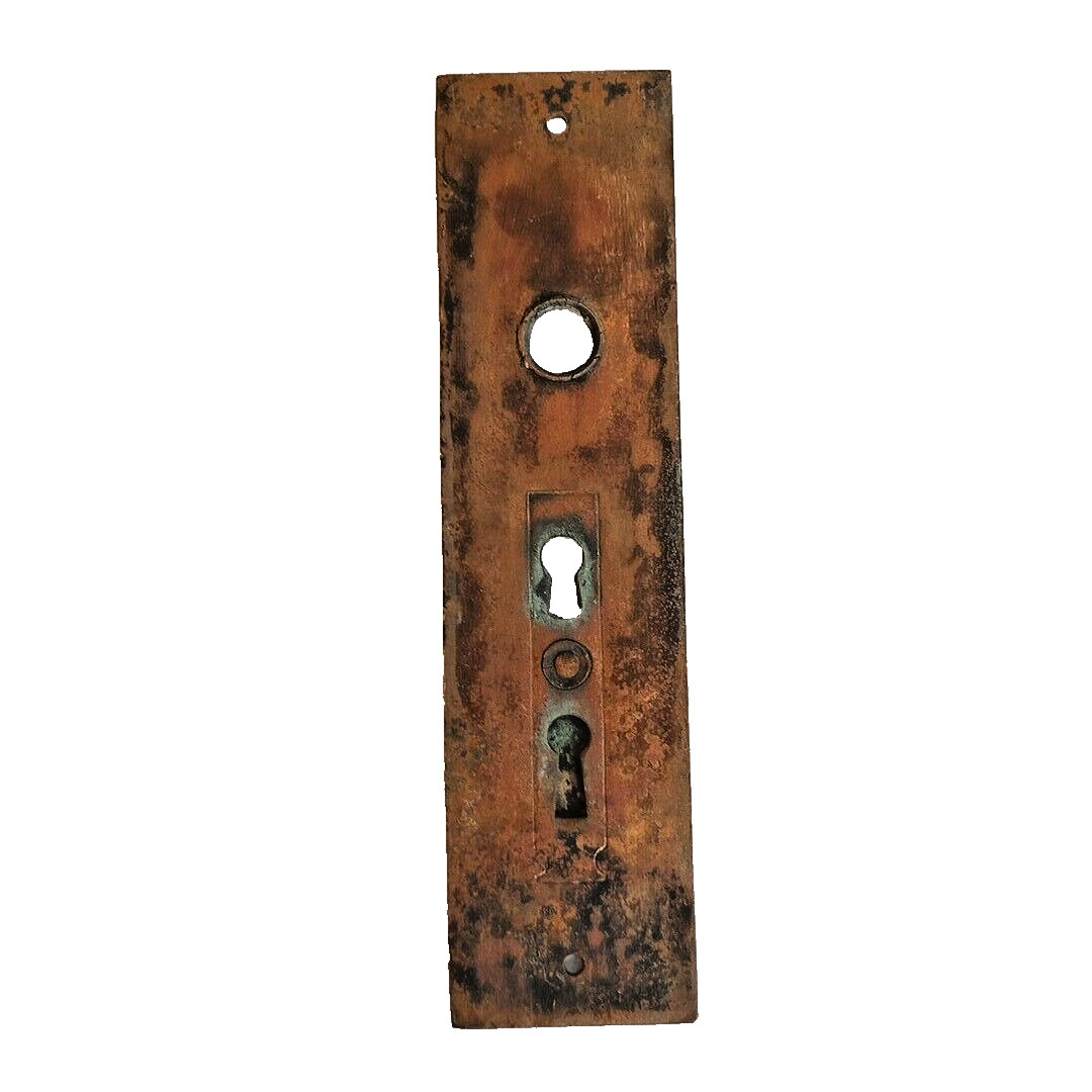 Antique Victorian Solid Copper Double Keyhole Door Knob Back Plate Keyhole Cover