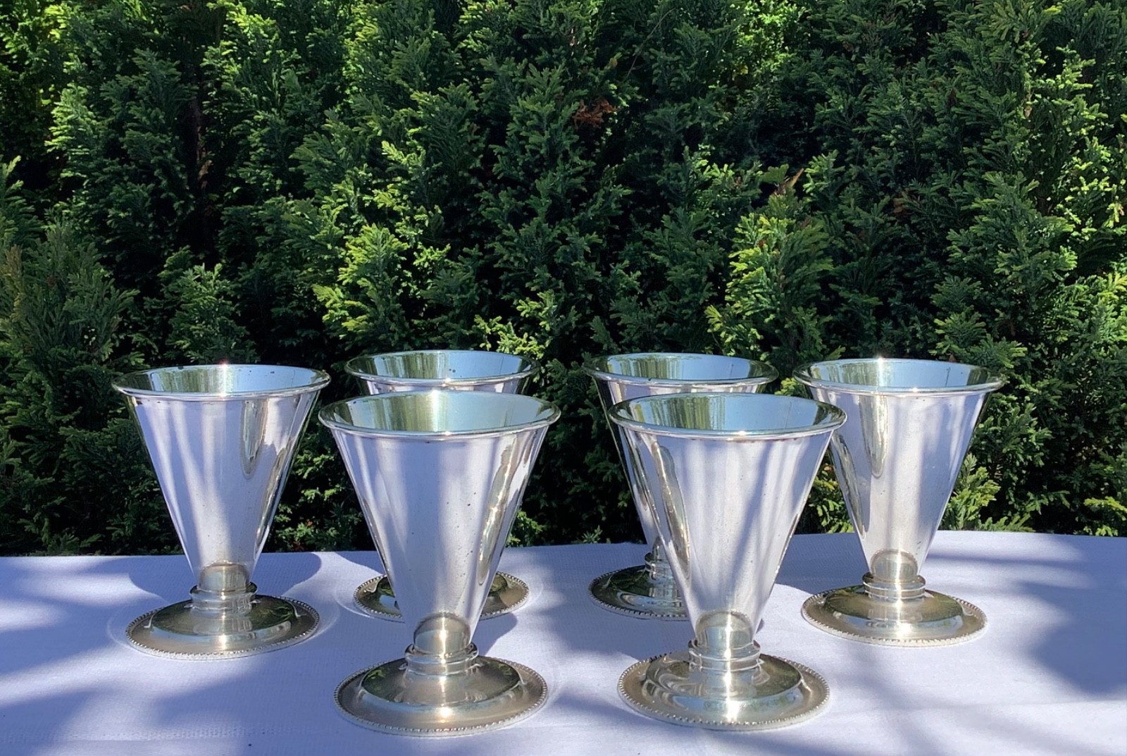 Rare Set Of 6 Art Deco Silver Plated Cocktail Cups c1920 By VINERS Of Sheffield