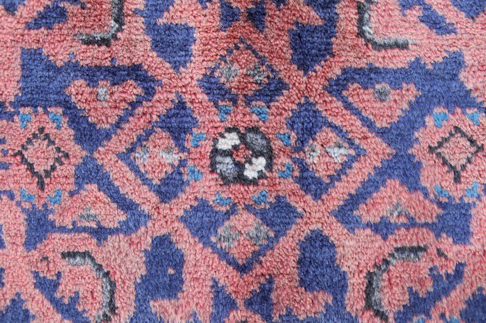 Vintage Hand Made Traditional Oriental Wool Blue Red Long Rug Runner 292x104cm