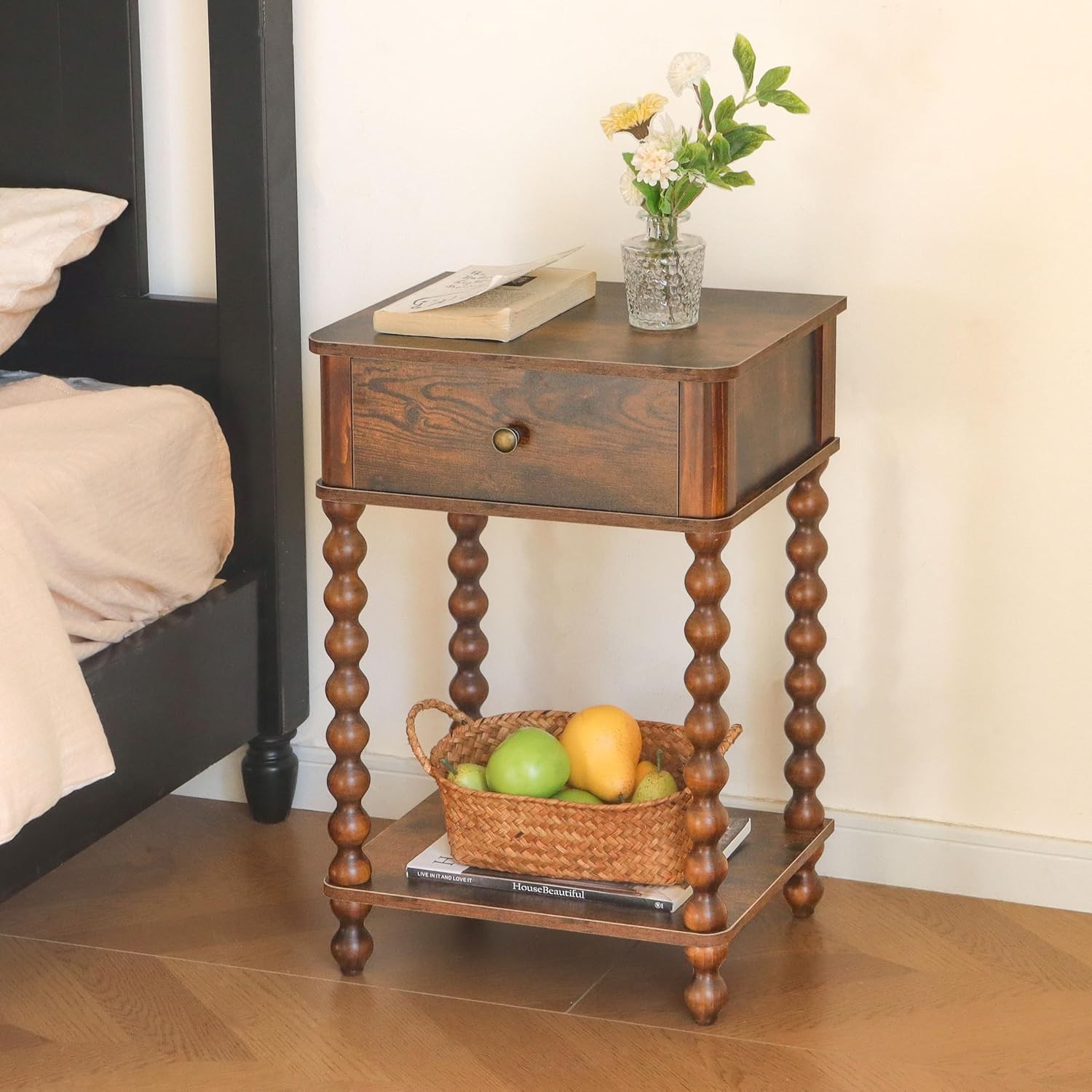Nightstand, Mid Century Modern Night Stand with Drawer for Living Room, Modern