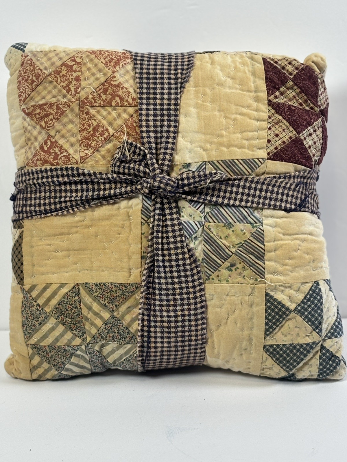 Antique Homemade Hand Stitched Quilted Pillow -Granny- One of a Kind!