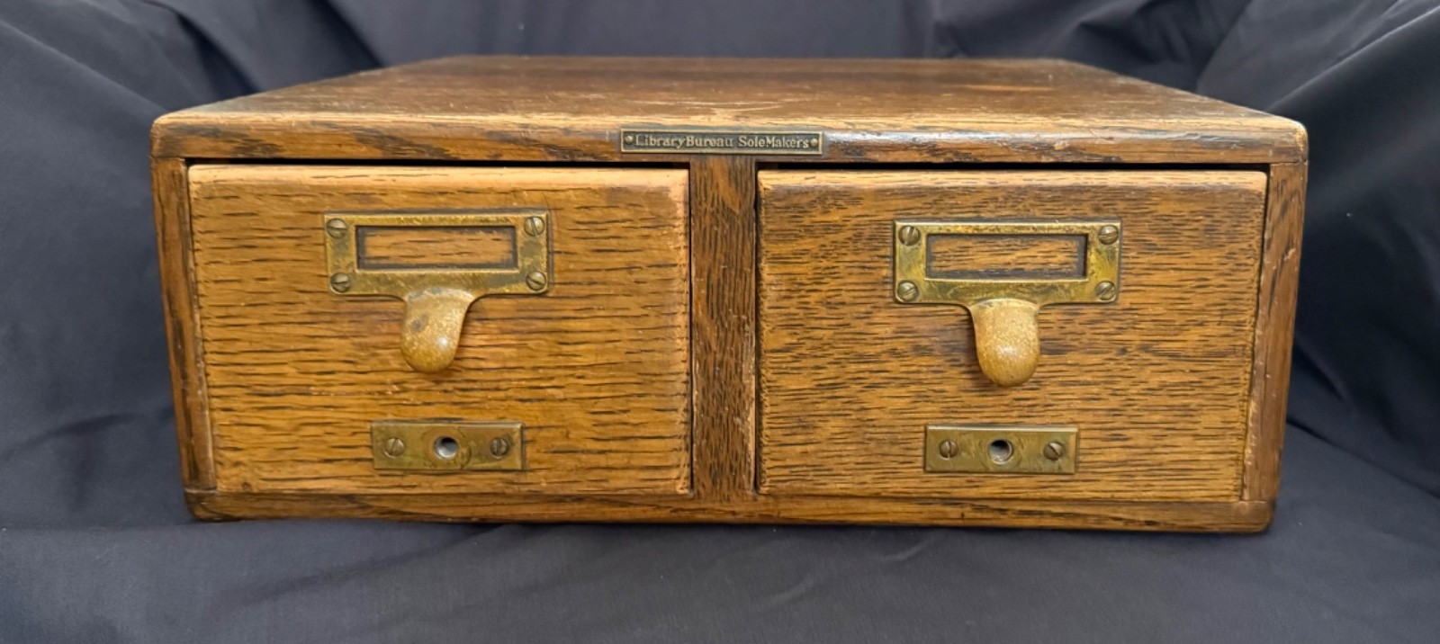 Vintage Two Drawer Library Card File Box