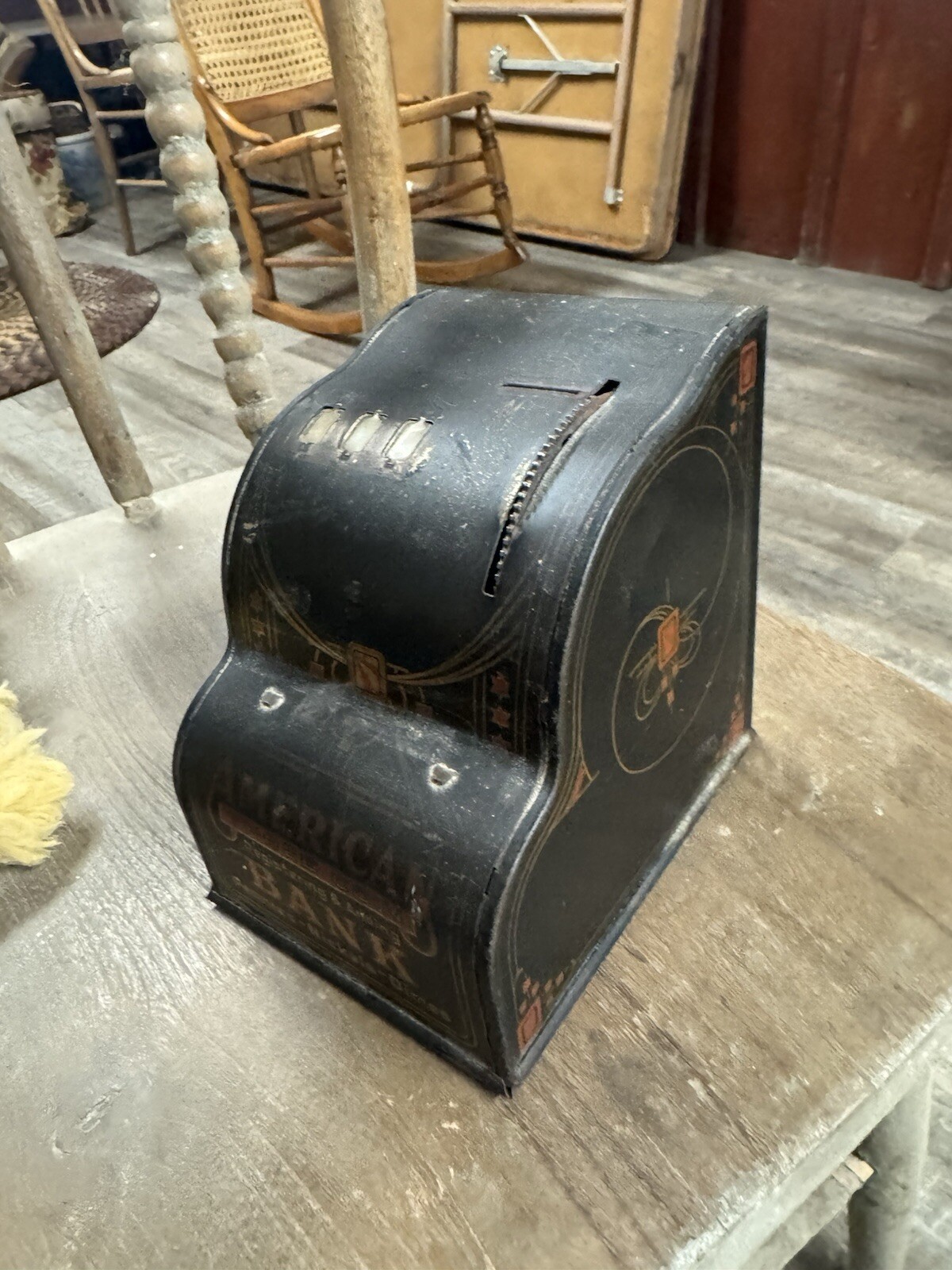 Rare Antique Bank From The Shock Works American Can Company Early 1900
