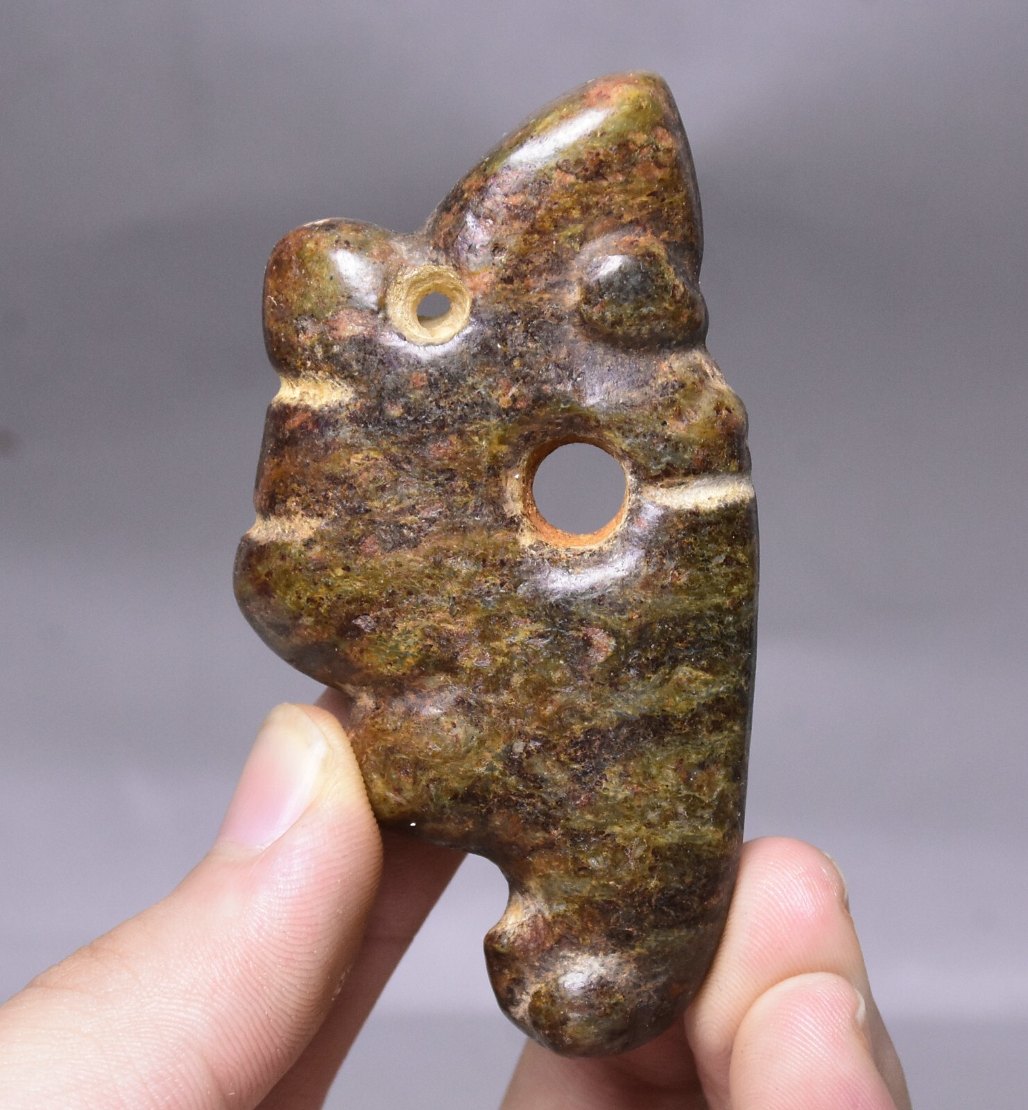 7CM China Hongshan Cultue Old Jade Carve Bird Pig Dragon Hook Gou Bird Pendant