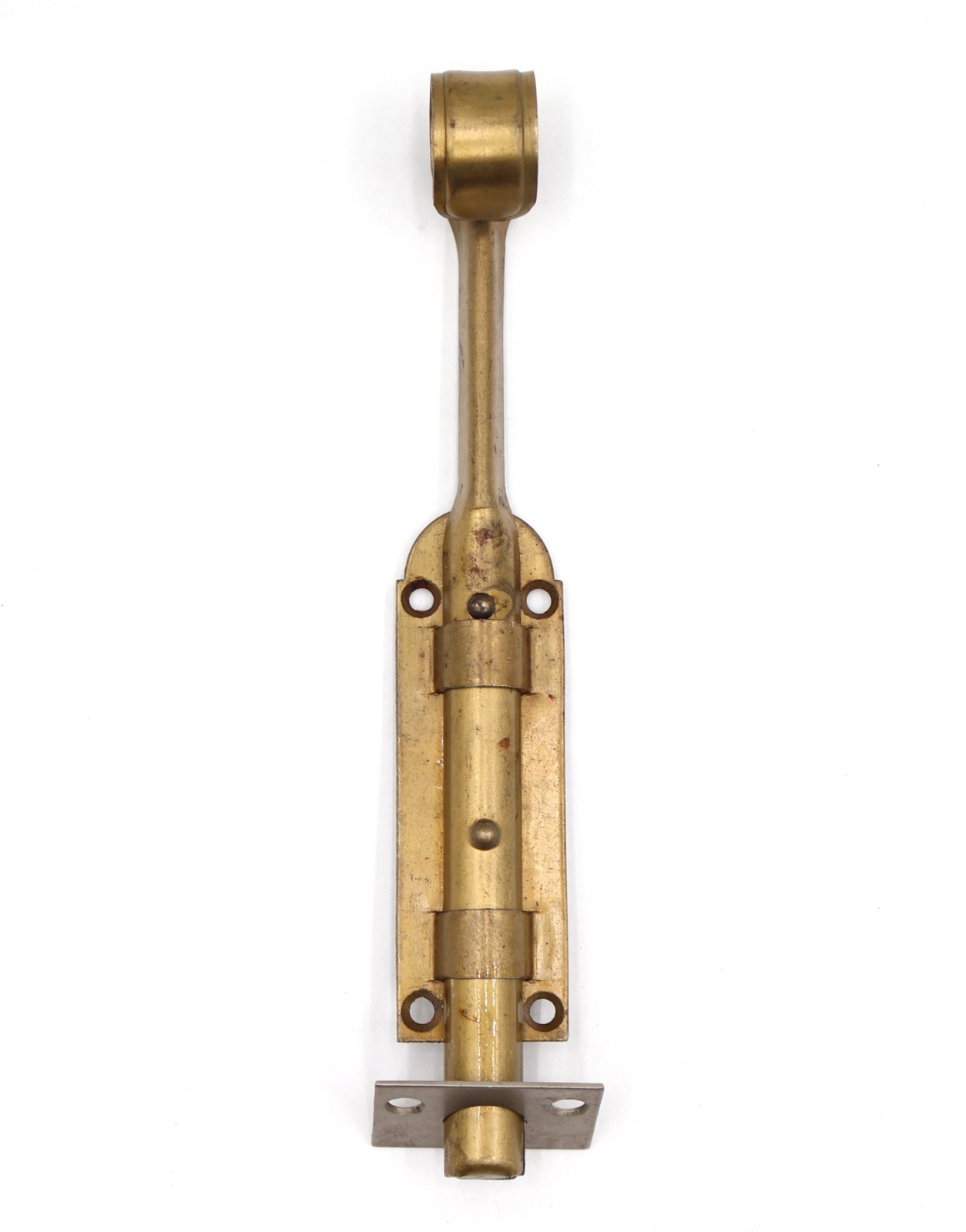 Vintage 8.125 in. Brass Plated Steel Surface Door Bolt