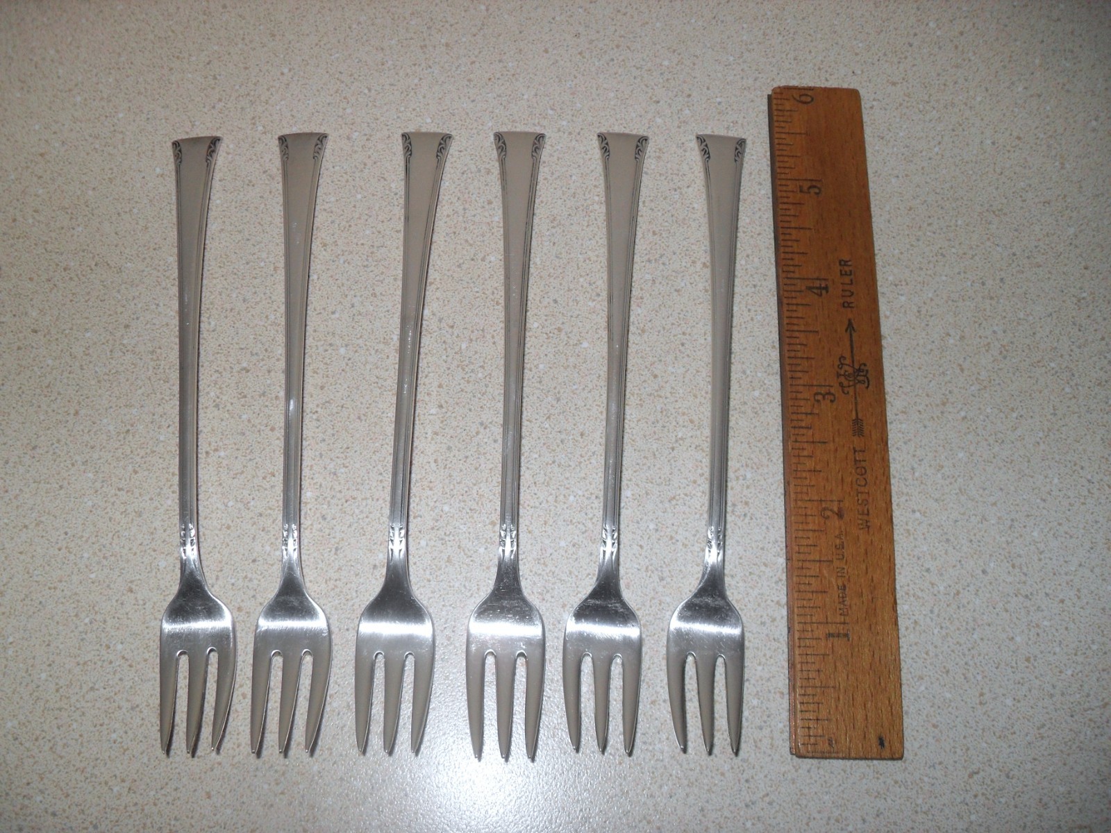 Vtg International Sterling Silver Serenity Cocktail Olive Pickle Forks Set/6