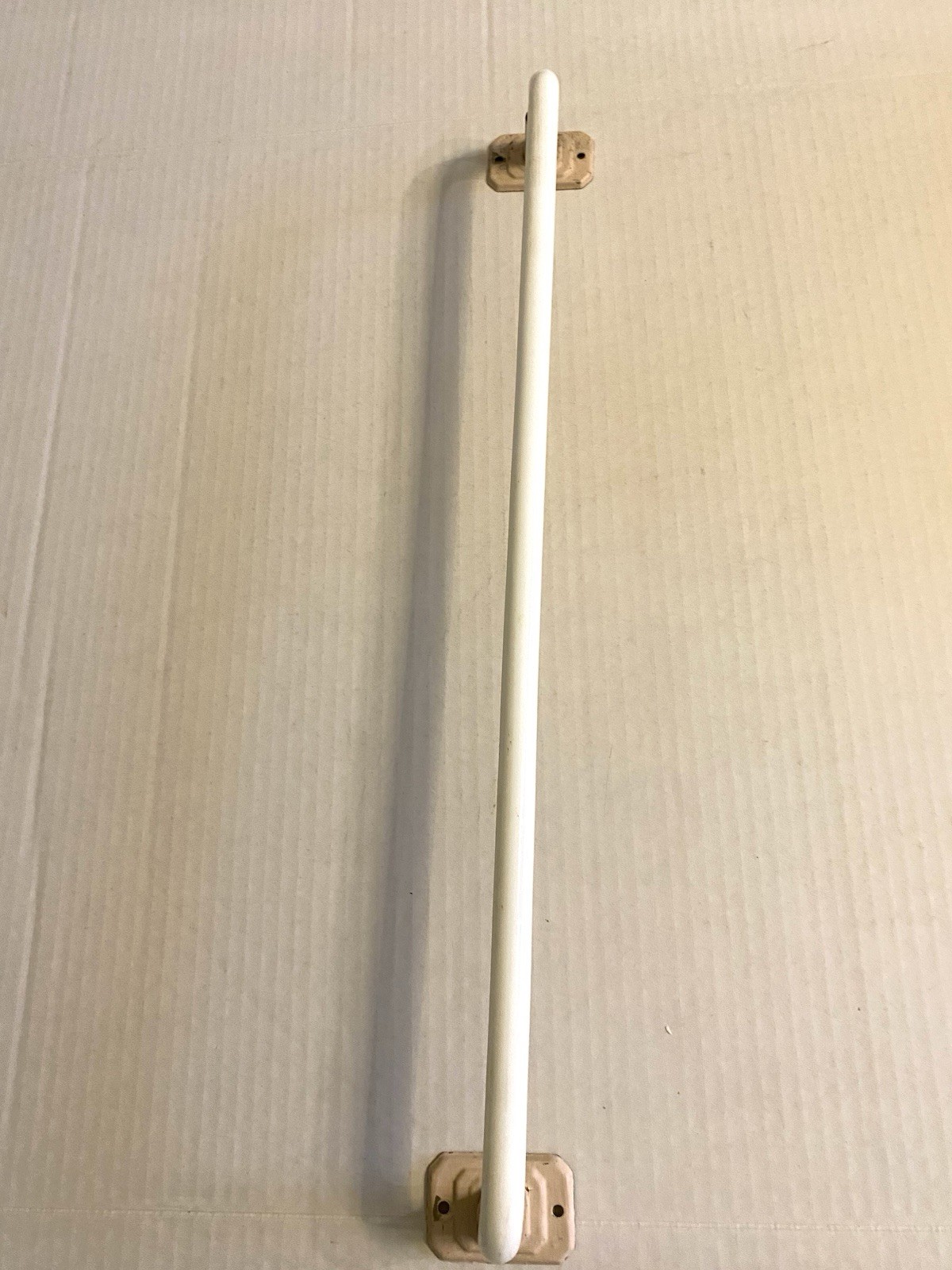 Vintage White Milk Glass Bathroom Kitchen Towel Bar Holder with Brackets Salvage