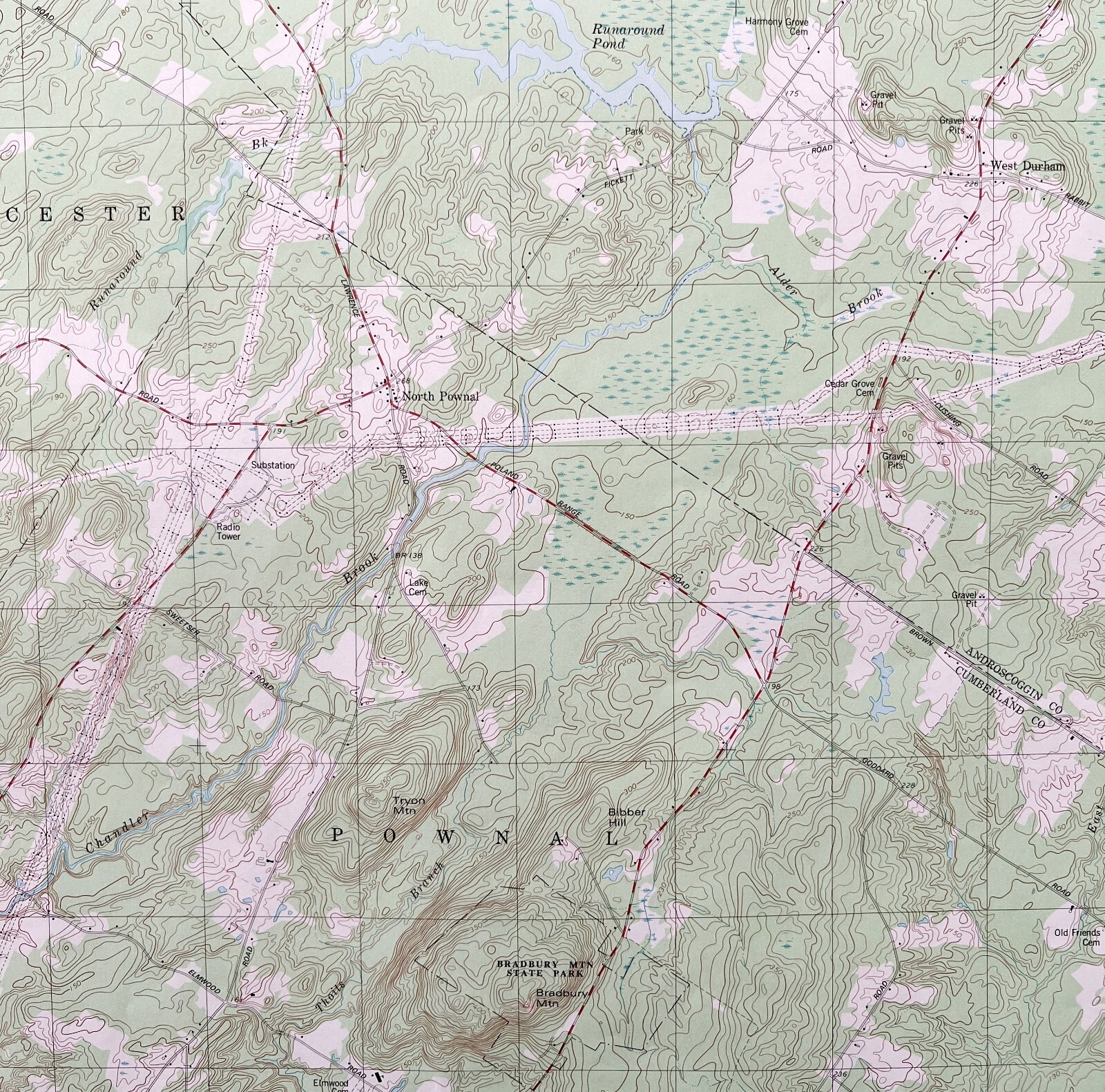 Map North Pownal Maine 1979 Topographic Geological Survey 1:24000 27×22″ TOPO10
