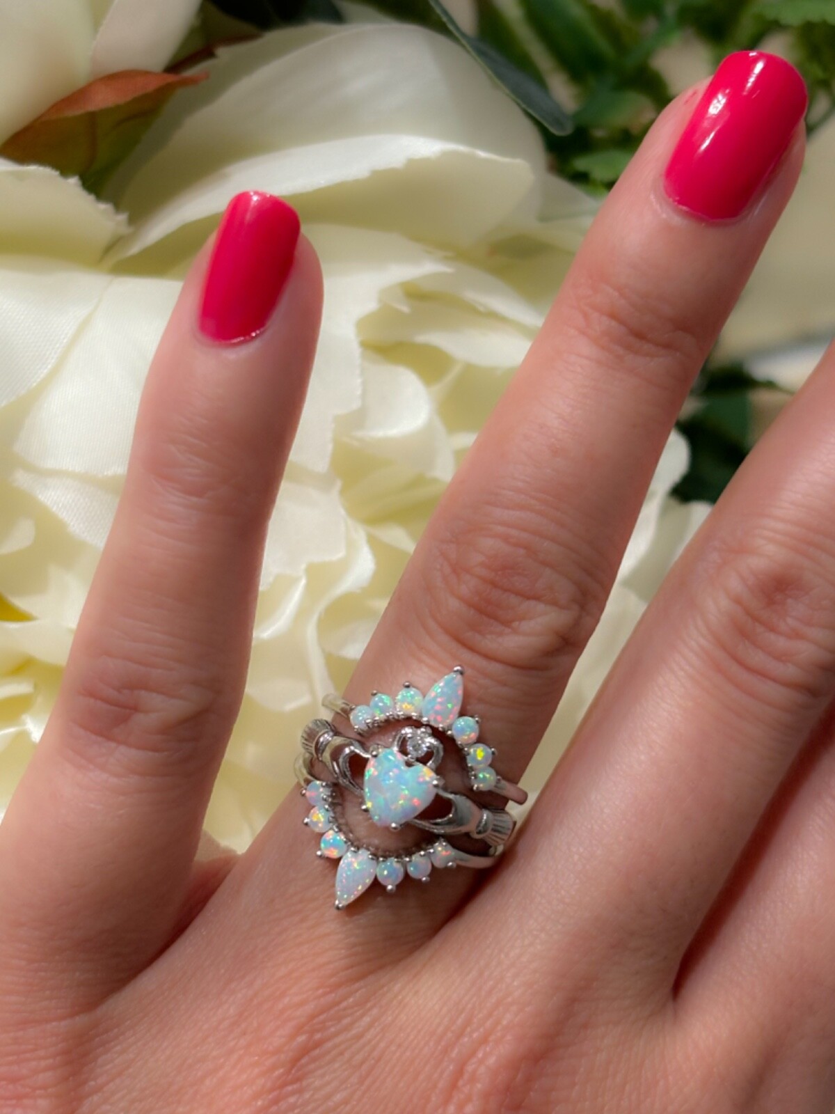 Claddagh ring,Irish ring opal ring,Claddagh rings Irish ring, Opal Claddagh ring