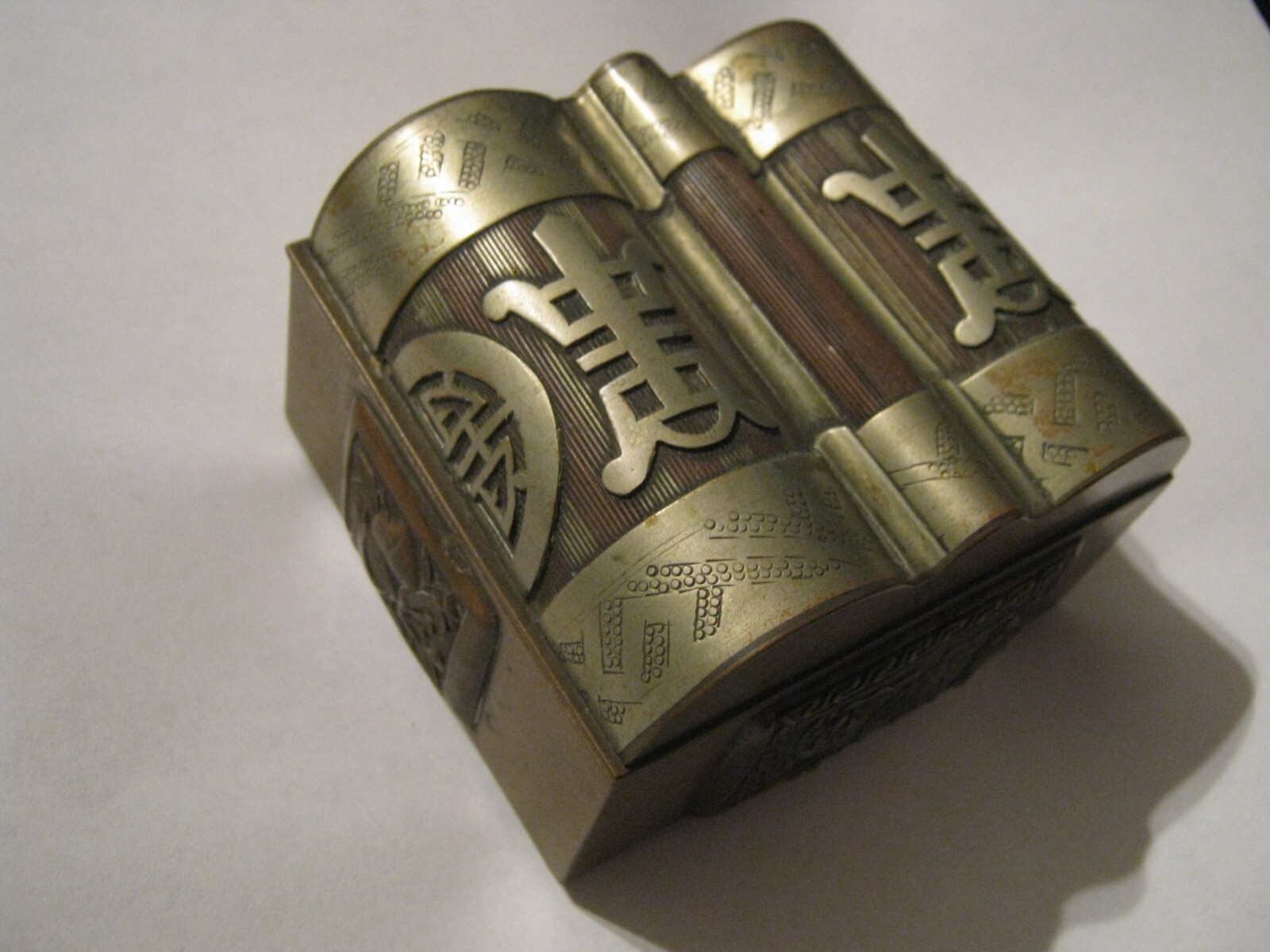 Late Qing Early Republic 1891-1919 Mixed Metals SHOU Longevity Box, Bats & Fruit