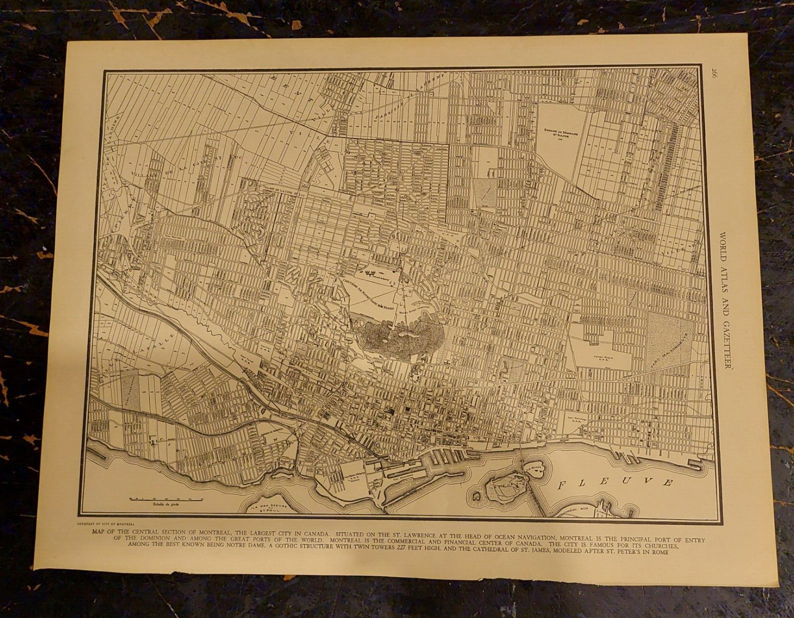 vintage 1939 atlas map of Montreal 11×14 inches black and white ready to frame