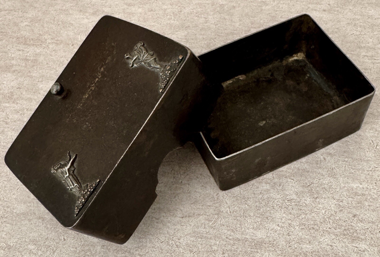 GORHAM JAPANESE AESTHETIC IRON STERLING MEN PLAYING CATCH MIXED METALS BOX 1883