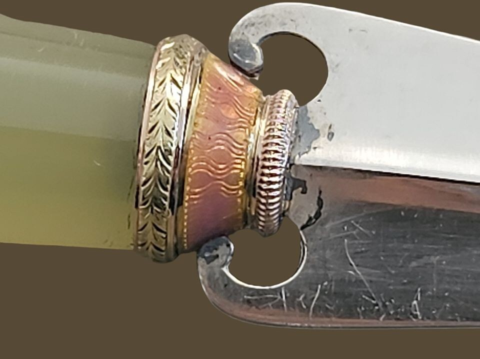 Karl FABERGÉ / Michael PERCHIN Gold – Enamel Silver / Bowenite – Letter Opener