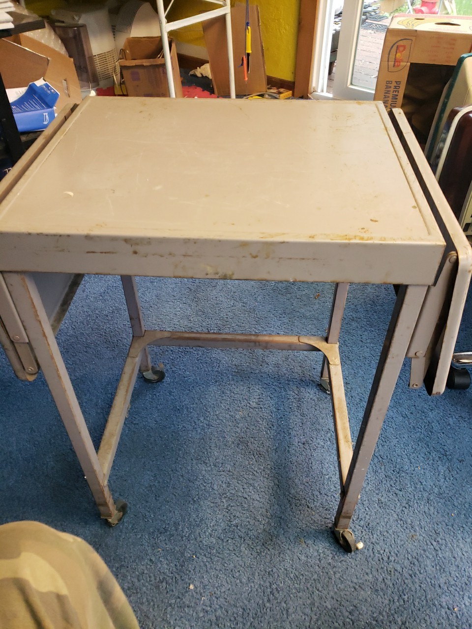 INDUSTRIAL TYPEWRITER TABLE drop leaf rolling stand vintage