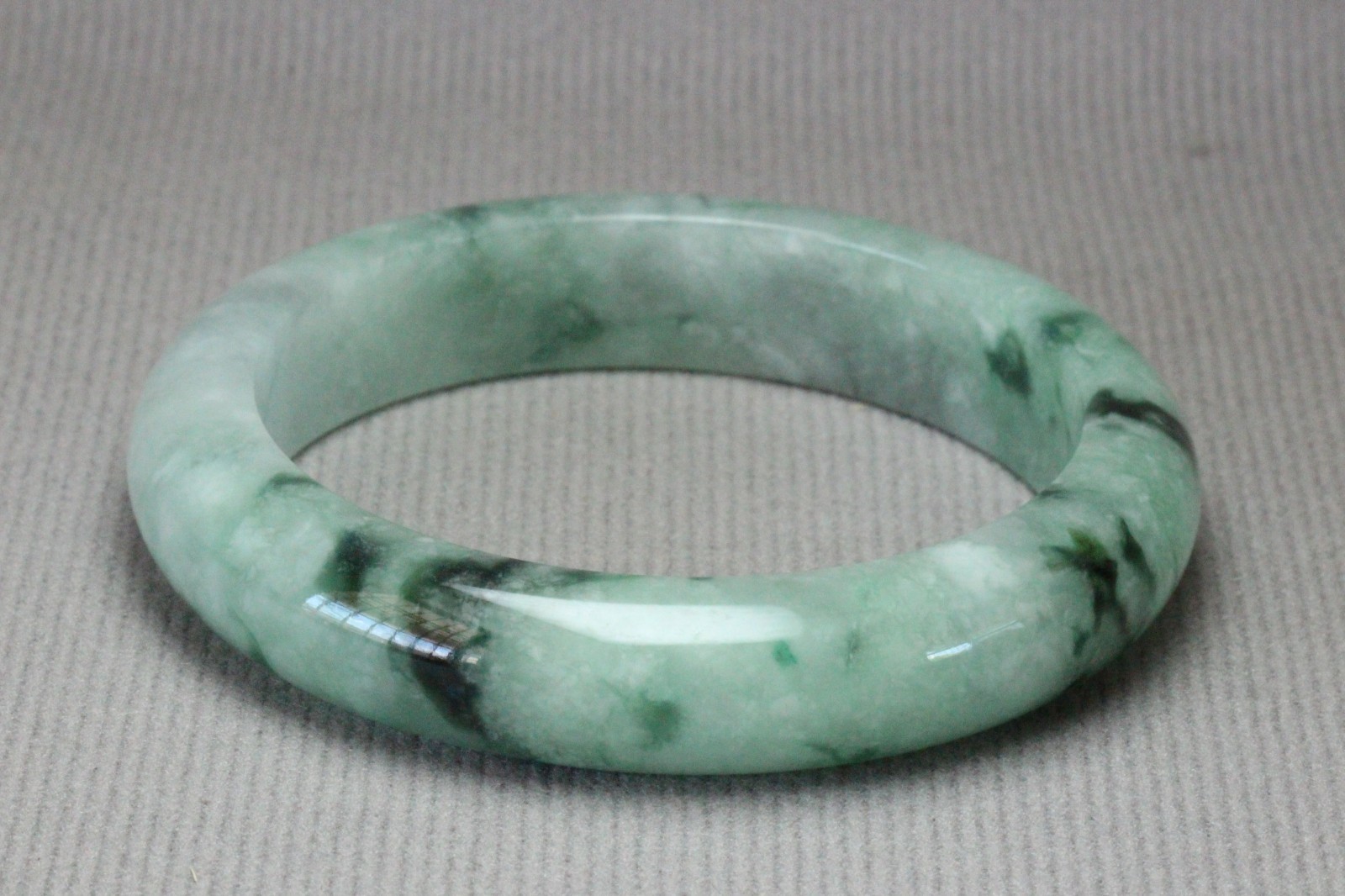 57mm NaturalGlutinous Ice Floating Flower Jadeite Jade Bangle Bracelet