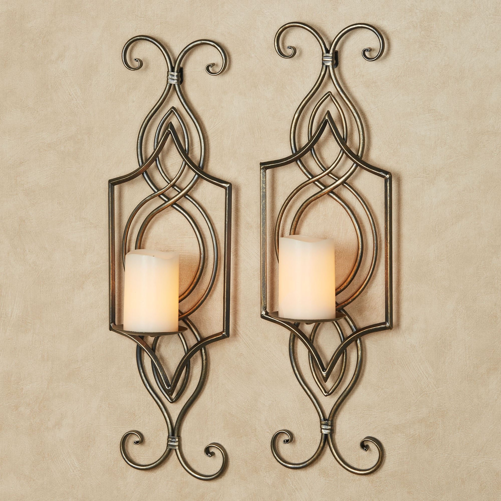 Carmen Unique Openwork Wall Sconce Pair Light Bronze